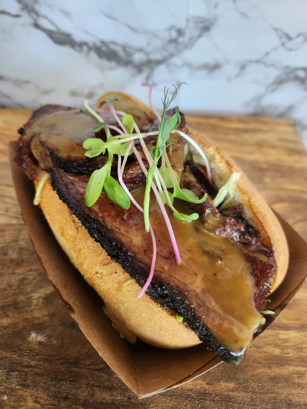 Smoked brisket roll and gravy